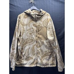 Original Use Hoodie Mens XL‎ Beige Paisley Fleece Full Zip Sweatshirt Pockets